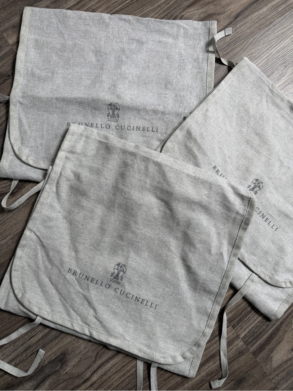 Brunello Cucinelli Lot of 3 Linen Folding Dustbags / clothing travel pouch